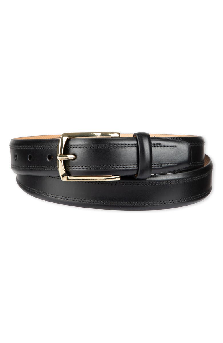 Cole Haan Fes Stitch Leather Belt, Main, color, Black