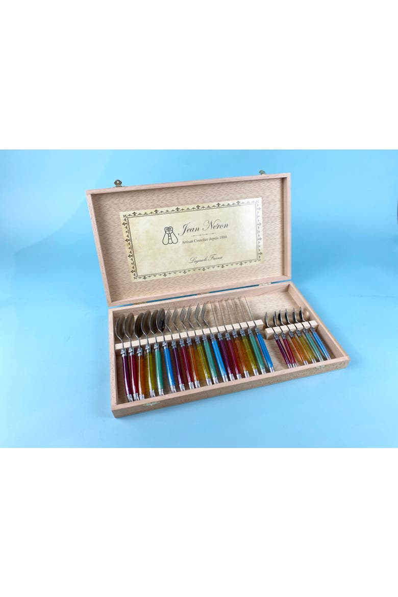 24 Piece Flatware Set, in Wood Presentation Box, Alternate, color, Rainbow