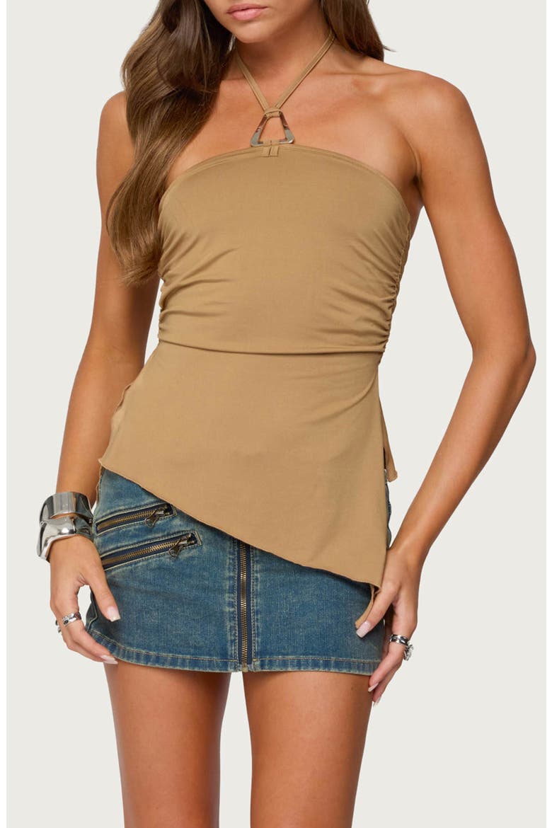 Malena Asymmetric Halter Top, Main, color, LIGHT-BROWN
