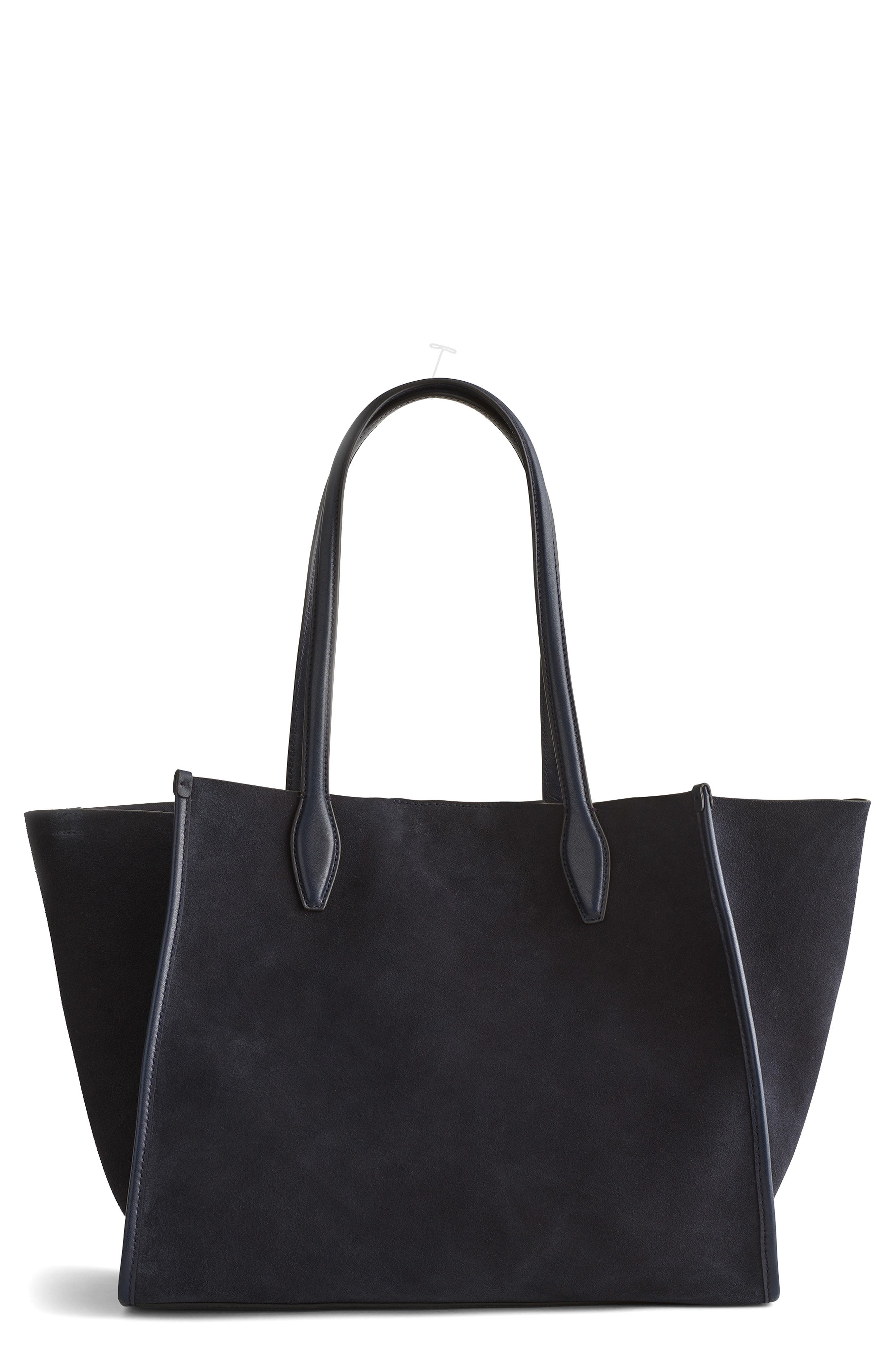 Madewell Suede Lexington Tote, Main, color, Juniper Berry