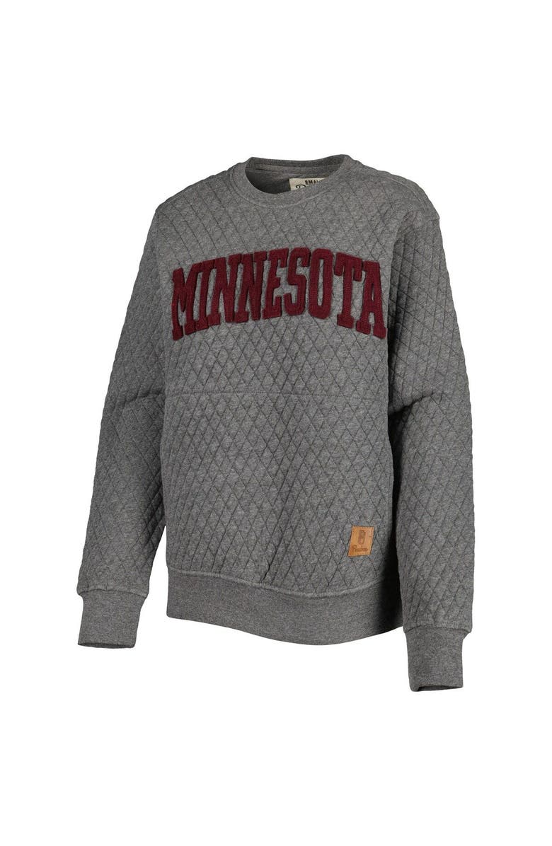PRESSBOX Women's Pressbox Heather Charcoal Minnesota Golden Gophers Moose Quilted Pullover Sweatshirt, Alternate, color, Heather Gray