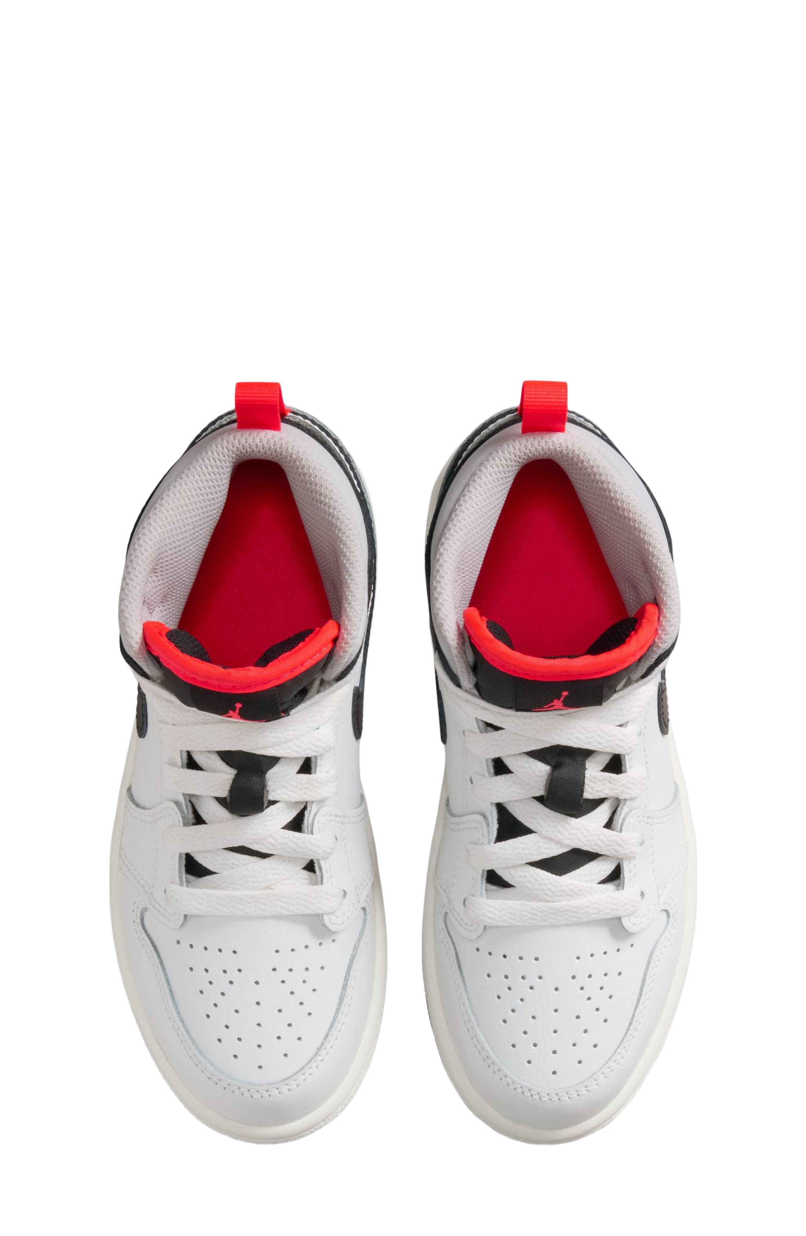 Kids' Air Jordan 1 Mid Sneaker, Alternate, color, SUMMIT WHITE/ BLACK/ INFRARED