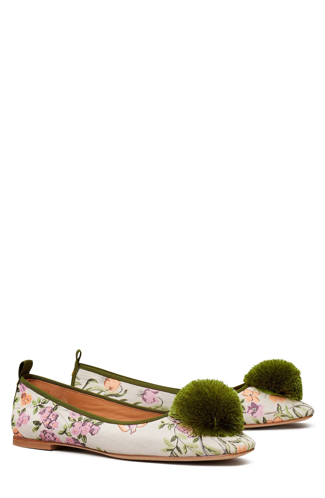 Tory Burch Pompom Ballet Flat, Main, color, 