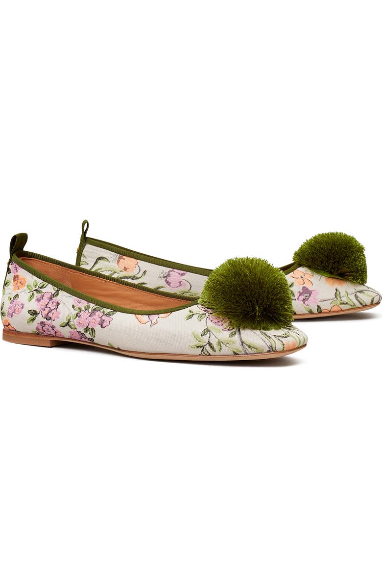 Tory Burch Pompom Ballet Flat, Main, color,