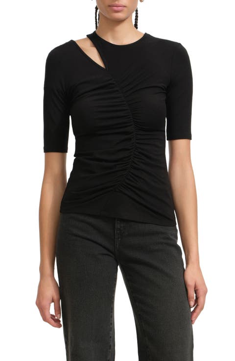 Paz Asymmetric Cutout Knit Shirt