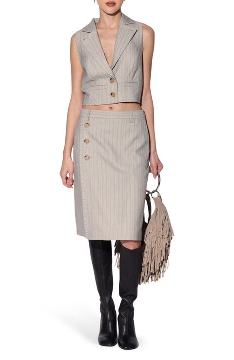 Talia Striped Pencil Skirt