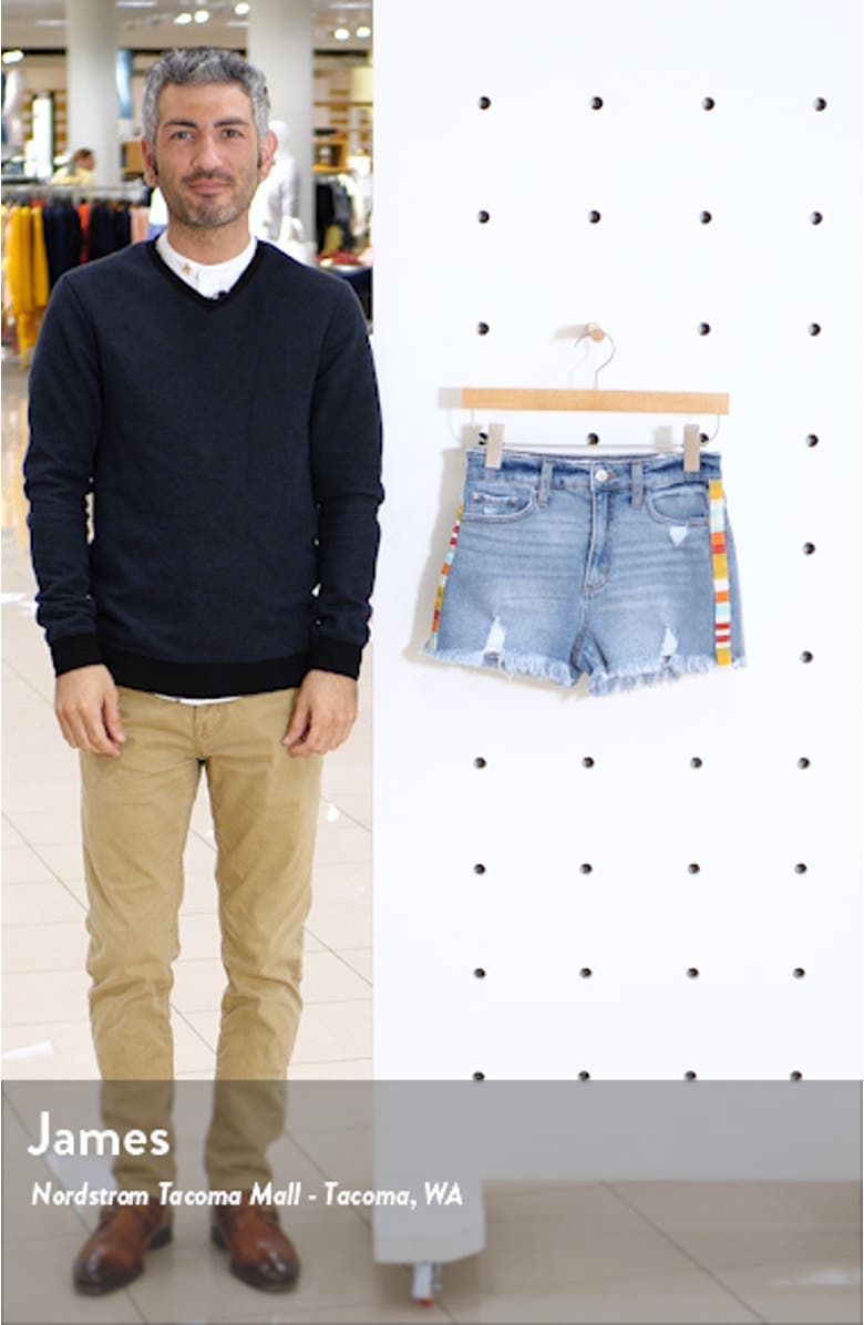 Stripe Cutoff Denim Shorts, sales video thumbnail