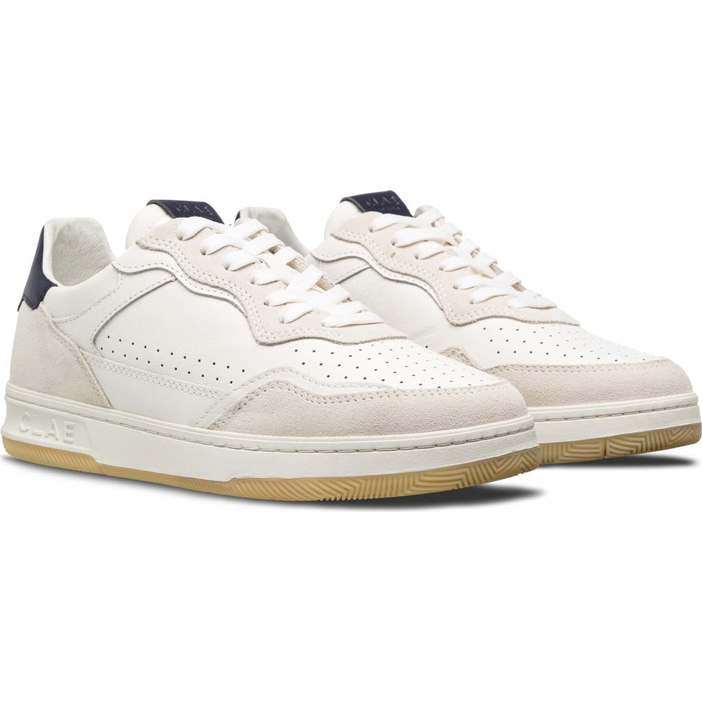 Clae Haywood Low Top Sneaker In White Navy Light Natural Gum