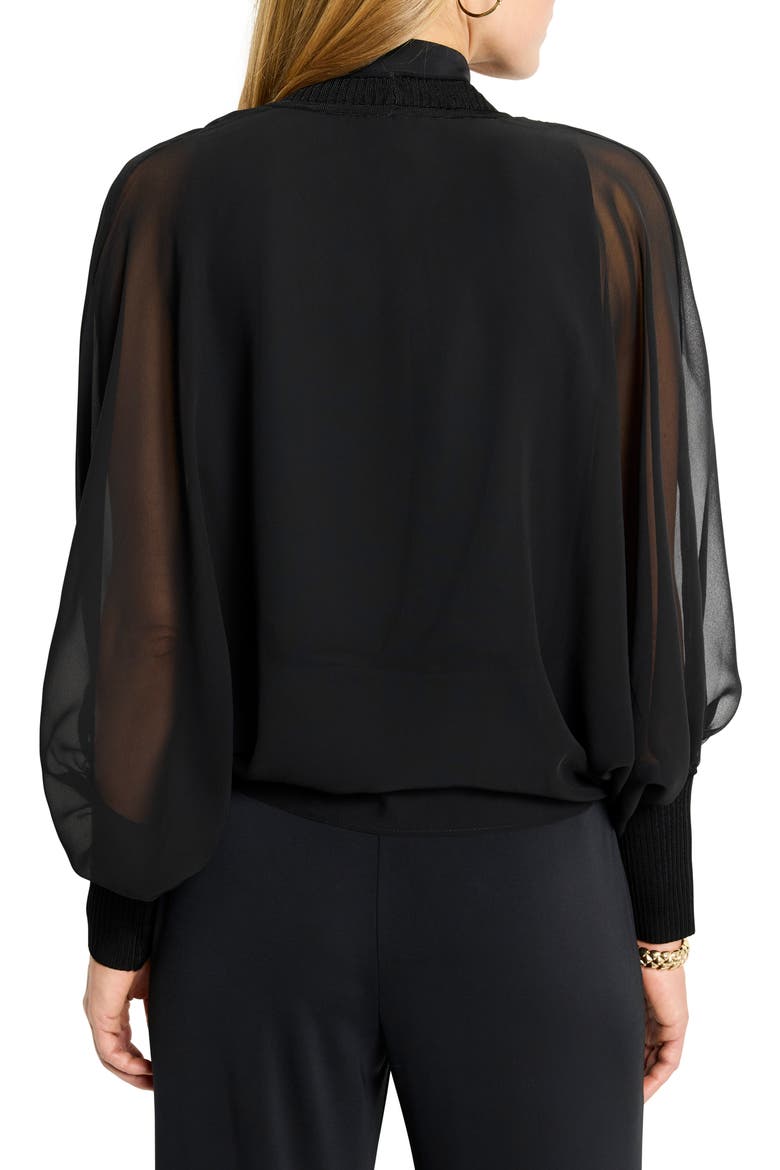 Chiffon Crush Mixed Media Cardigan, Alternate, color, BLACK ONYX