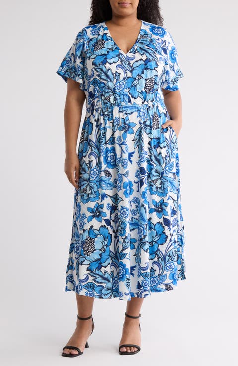 Leopard Print Short Sleeve Maxi Dress (Plus)