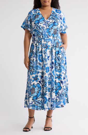 BY DESIGN Print Short Sleeve Maxi Dress