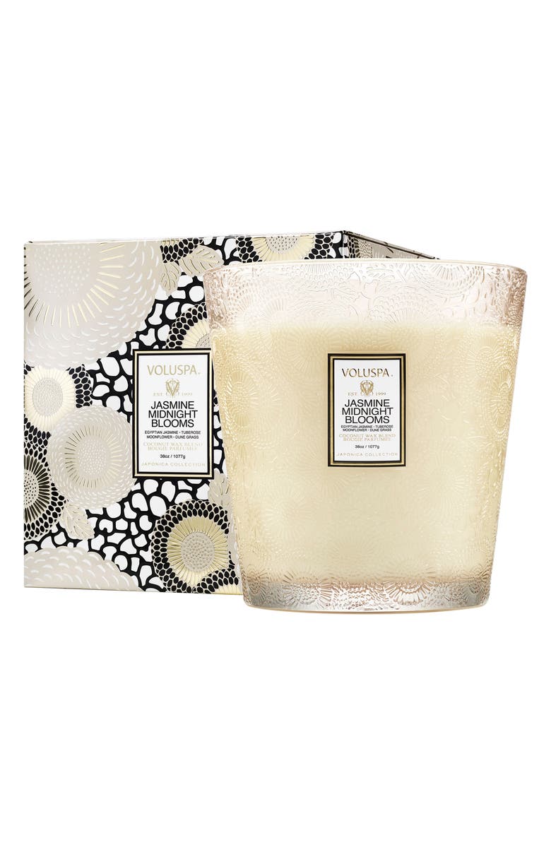 Voluspa Jasmine Midnight Blooms Three-Wick Hearth Candle, Main, color, 