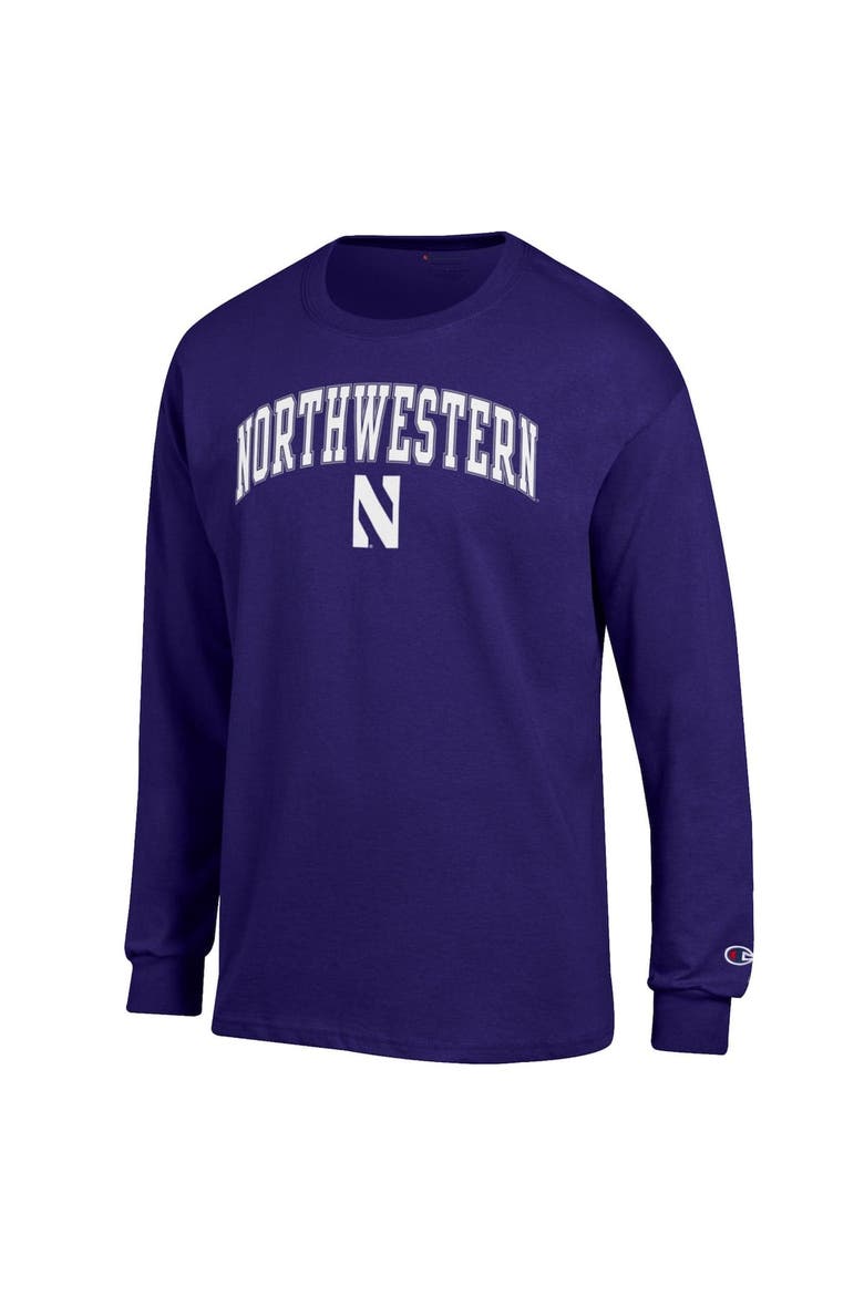 Men's Champion  Purple Northwestern Wildcats Arch Over Logo Long Sleeve T-Shirt, Alternate, color, Purple