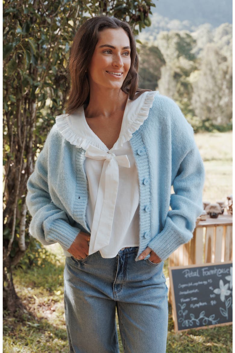 Lucah Fuzzy Cardigan, Alternate, color, BABY BLUE