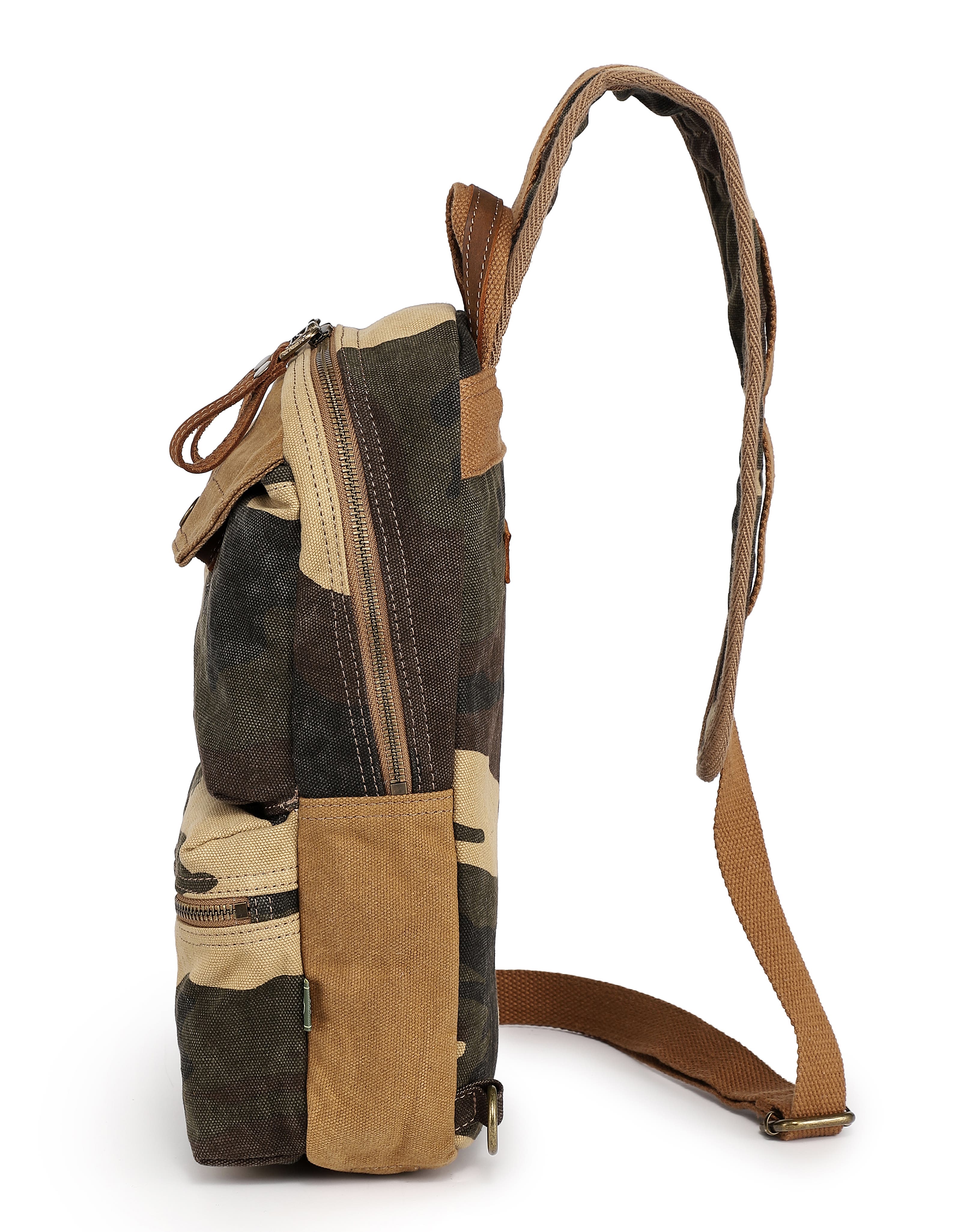 TSD Brand Mountain Leaf Rugged Trail Ready Sling Bag, Alternate, color, Khaki Camo