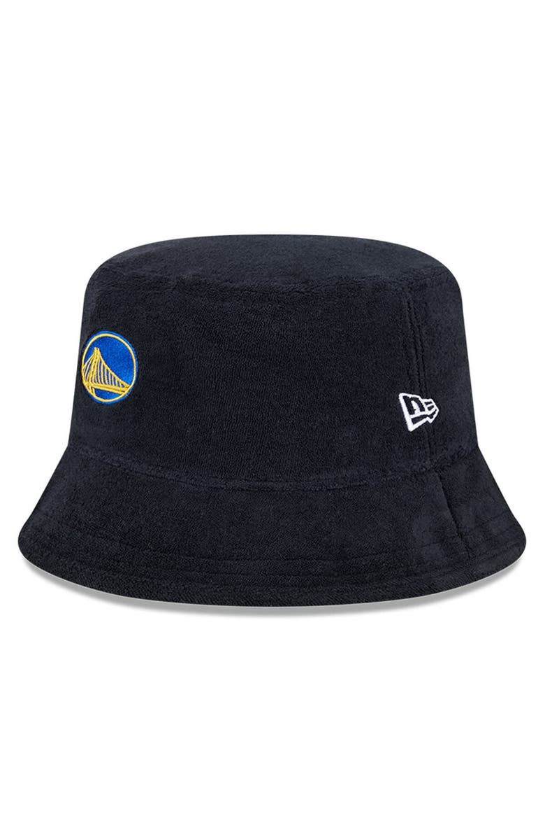 New Era Men's New Era Black Golden State Warriors Court Sport Terry Bucket Hat, Main, color,
