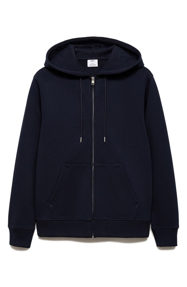 MANGO Zip-Up Cotton Blend Sweatshirt, Alternate, color, Dark Navy