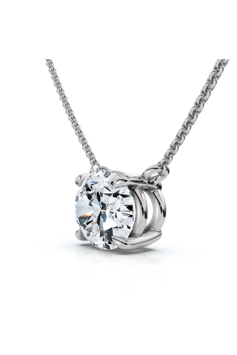 1ct Solitaire Oval Diamond Pendant 14k Gold Women's 18" Chain Lab Grown, Alternate, color, White Gold