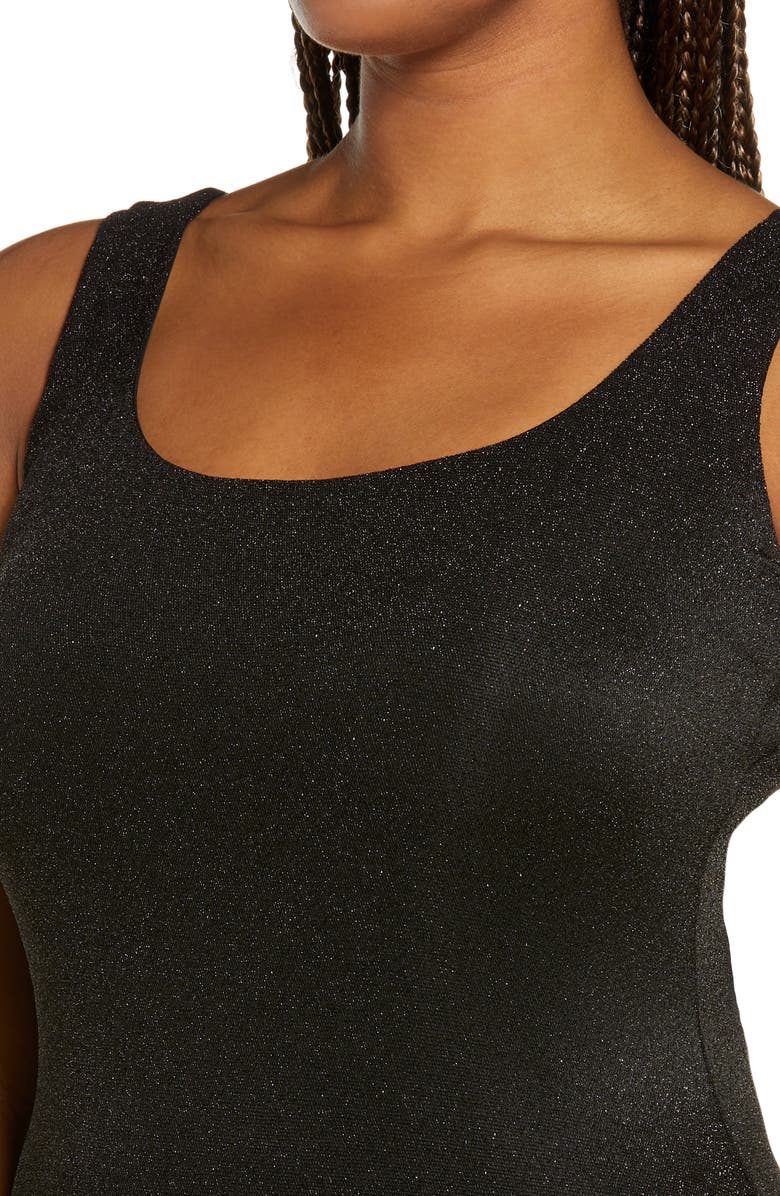 Naked Wardrobe Metallic Hourglass Midi Dress, Alternate, color,