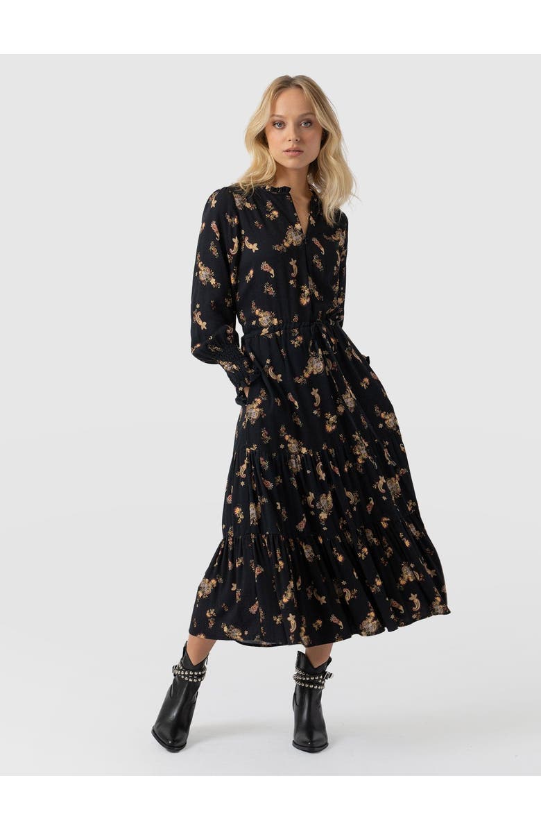 Saint + Sofia Olivia Zip Up Short Sleeve Dress, Main, color, Highland Paisley