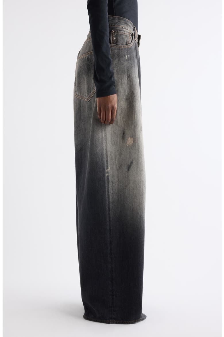 2023 Black Trafa Paint Splatter Baggy Wide Leg Jeans, Alternate, color, BLACK