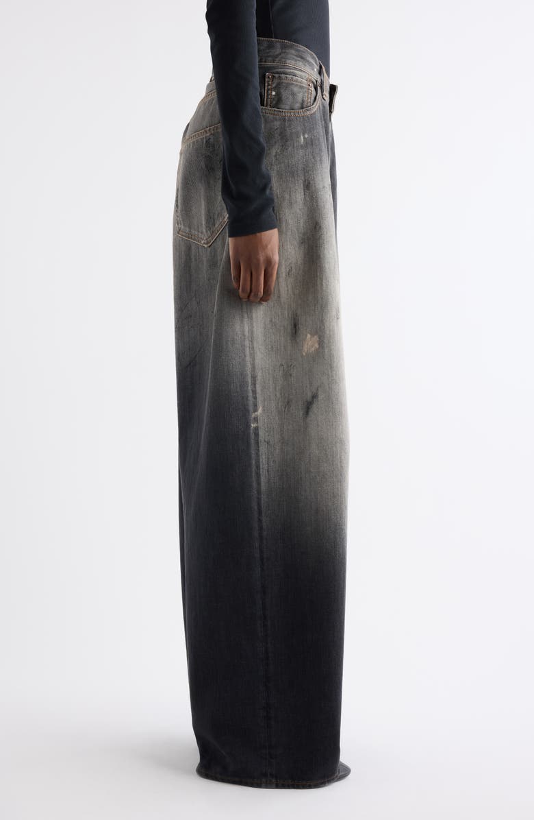 Acne Studios 2023 Black Trafa Paint Splatter Baggy Wide Leg Jeans, Alternate, color, Black