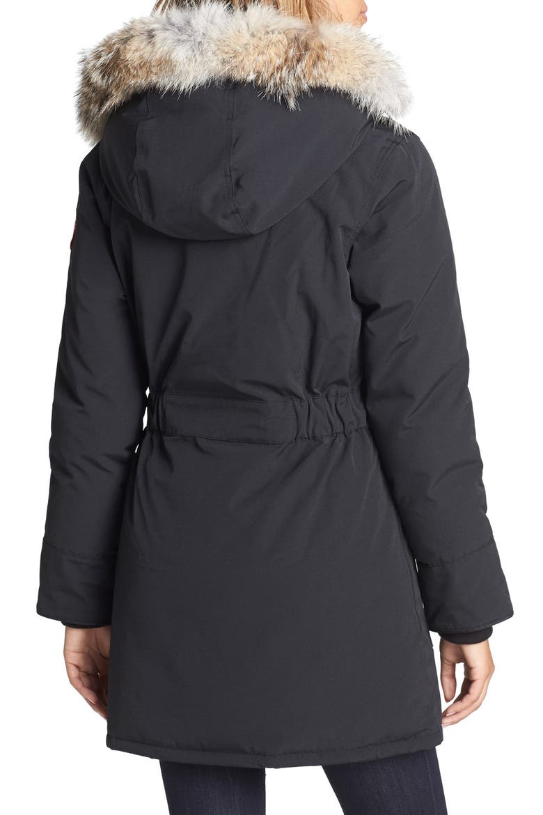 Trillium Regular Fit Down Parka with Genuine Coyote Fur Trim, Main, color, BLACK