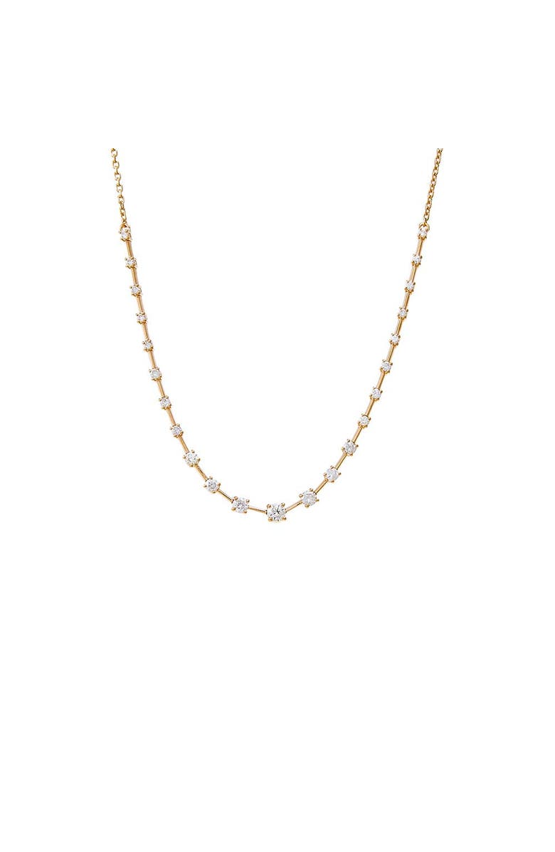 BY ADINA EDEN Diamond Scattered Stones X Bar Half Tennis Necklace 14K, Main, color, 14K Gold