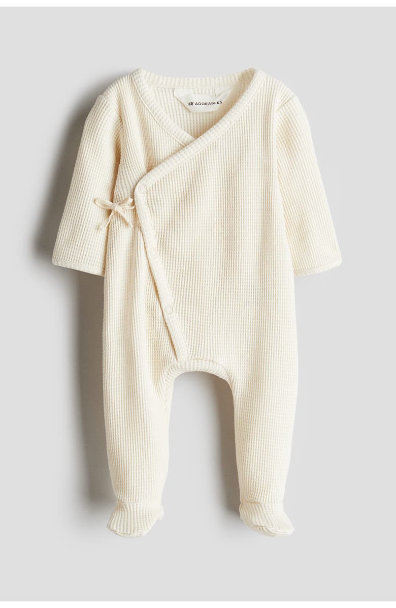 H&M Waffled Cotton Romper Suit, Main, color, Cream