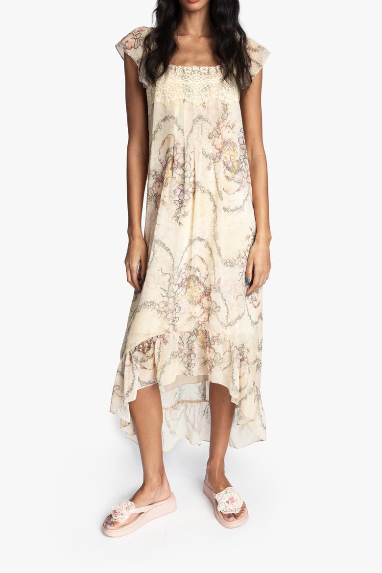 Spirit Bloom Chiffon Ruffle Dress, Main, color, LINEN MULTI