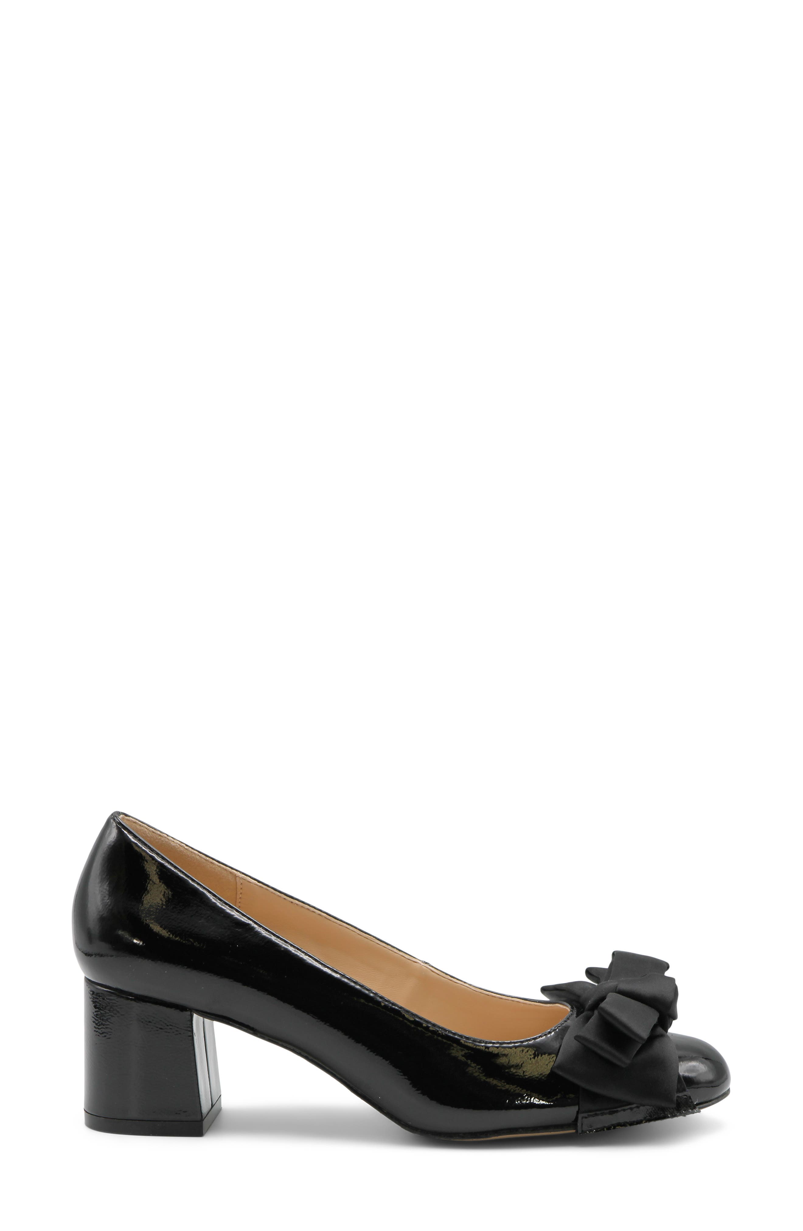 Adrienne Vittadini Ceena Bow Pump, Alternate, color, Black Pat