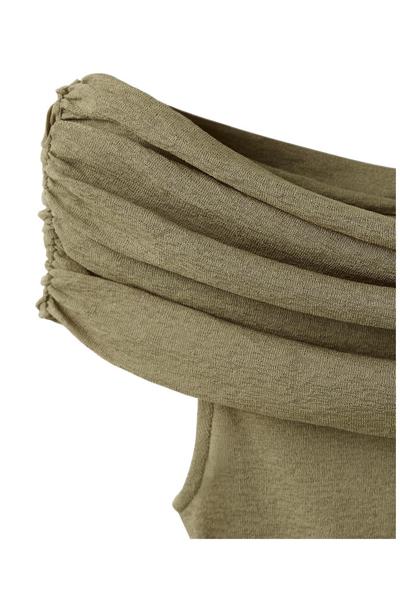 Ruched Boat Neck Sleeveless Top, Alternate, color, KHAKI GREEN