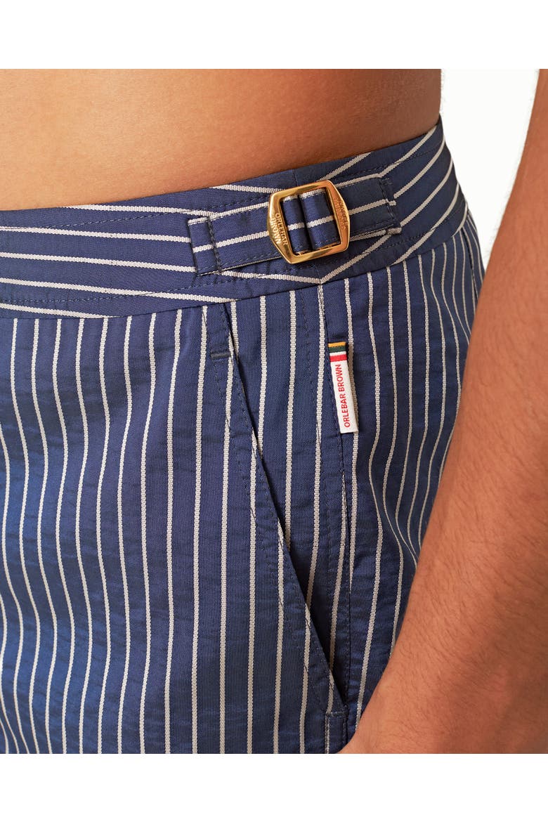 Bulldog Tailored-Fit Swim Shorts, Alternate, color, River Blue/White Sand Stripe