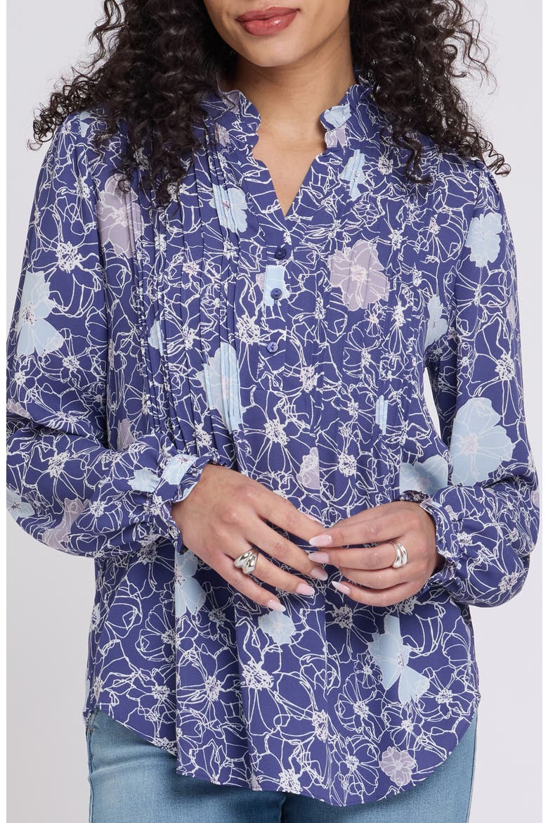 Pleated Yoke Long Sleeve Peasant Blouse, Main, color, POPPYS AT DUSK