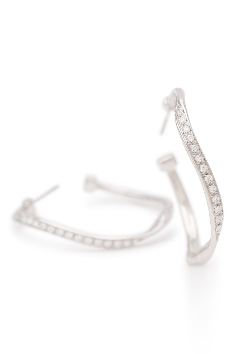 Marrakech Diamond Twist Hoop Earrings, Alternate, color, WHITE GOLD