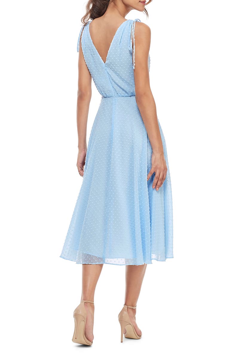 Gal Meets Glam Collection Hilary Clip Dot Chiffon Midi Dress, Alternate, color, 