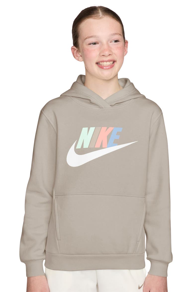Kids' Sportswear Club Fleece Hoodie, Main, color, CREAM/ MULTI COLOR