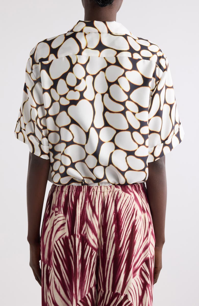 Dries Van Noten Clive Print Silk Camp Shirt, Alternate, color, Off White