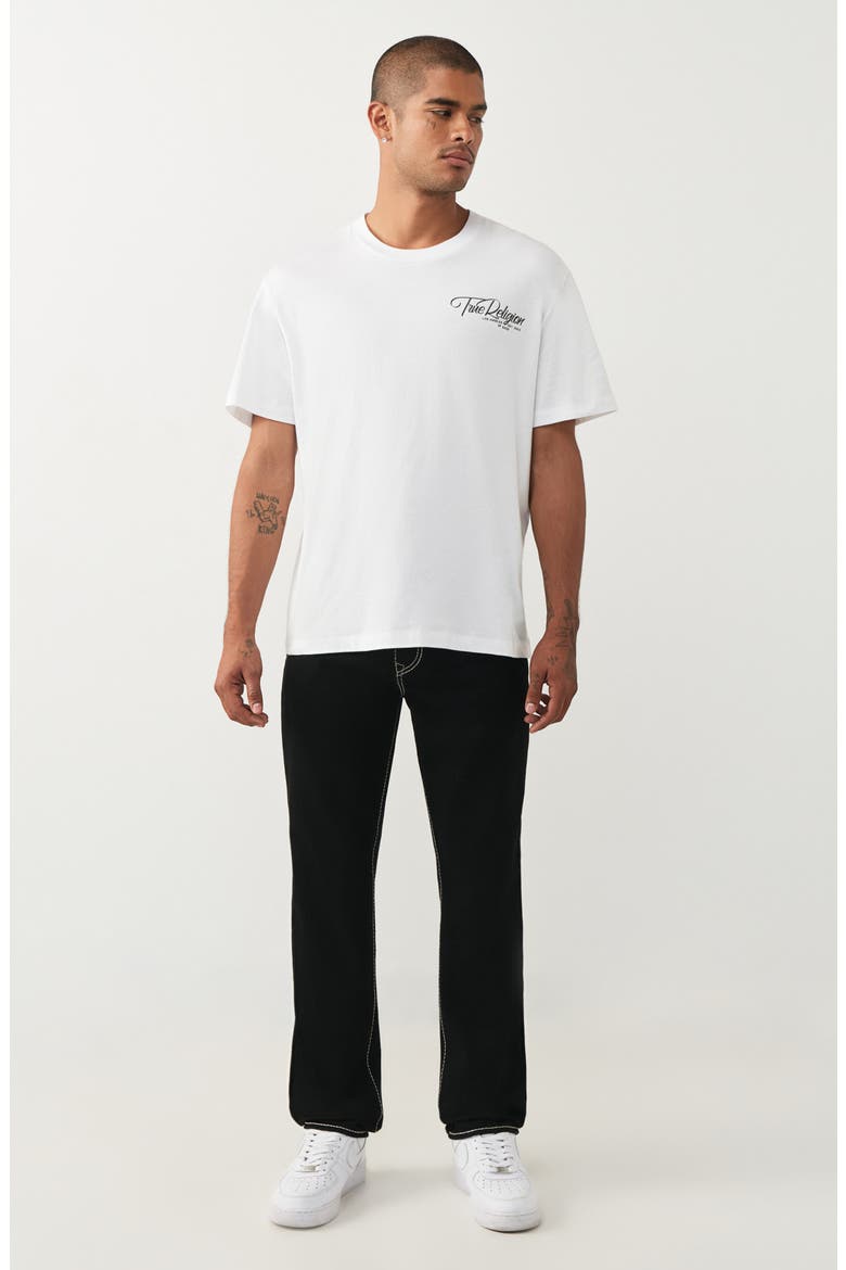Geno Big T Contrast Stitch Slim Leg Jeans, Alternate, color, RINSE BLACK