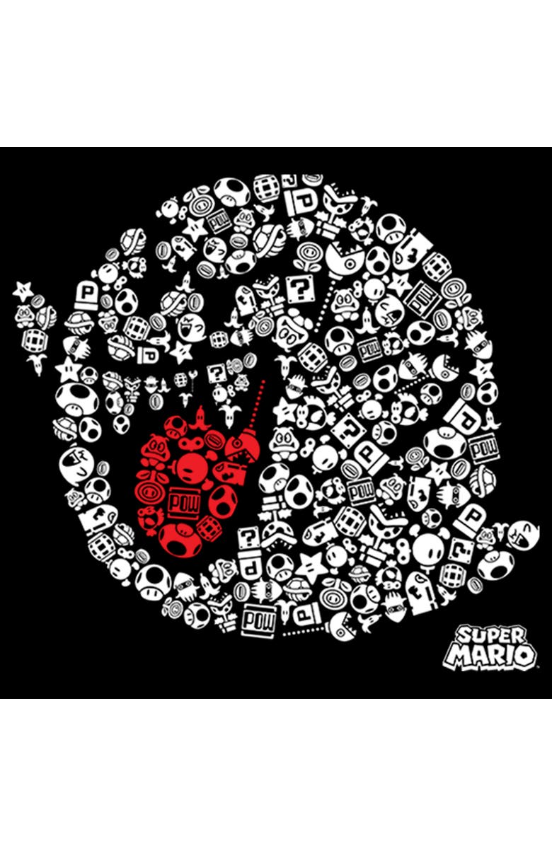 NINTENDO Boy's Nintendo Super Mario Boo Ghost Mosaic  Graphic T-Shirt, Alternate, color, Black