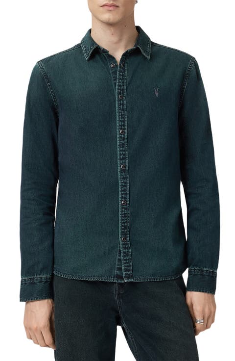 Gleason Cotton Denim Snap-Up Shirt