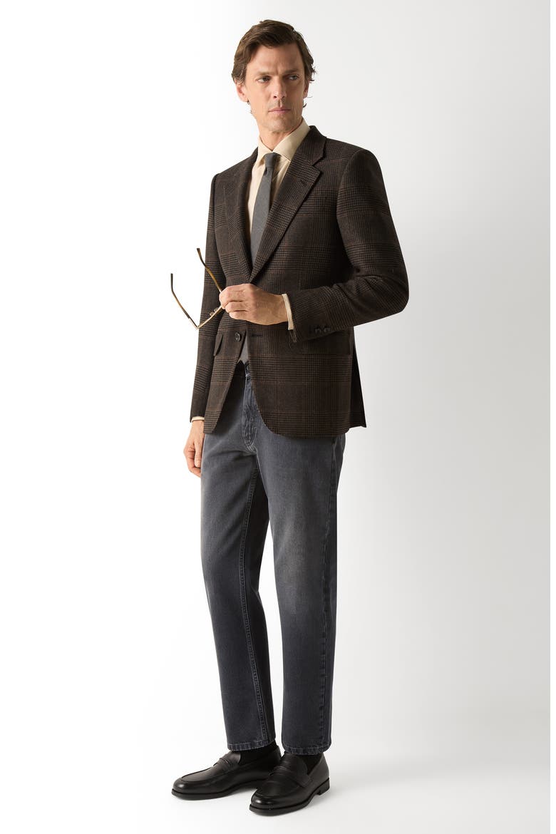 Regular Fit Plaid Cashmere Sport Coat, Alternate, color, Dark Olive Green/Black