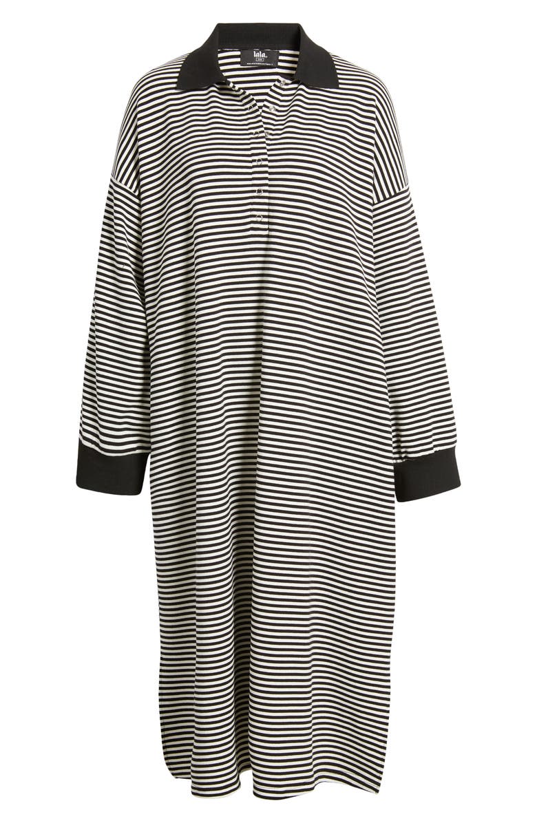 Dressed in Lala Oversize Stripe Long Sleeve Polo Dress, Alternate, color, 