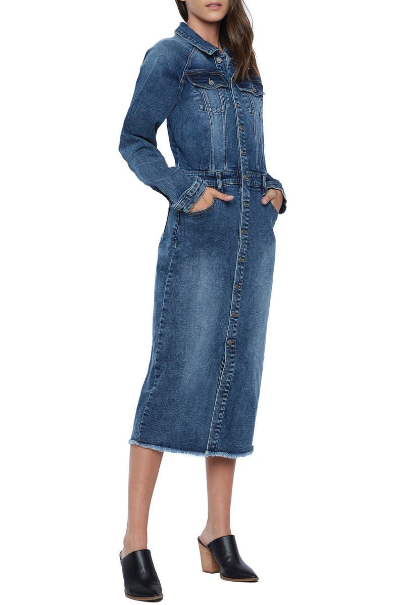 Wash Lab Denim Raglan Long Sleeve Denim Shirtdress, Alternate, color, 
