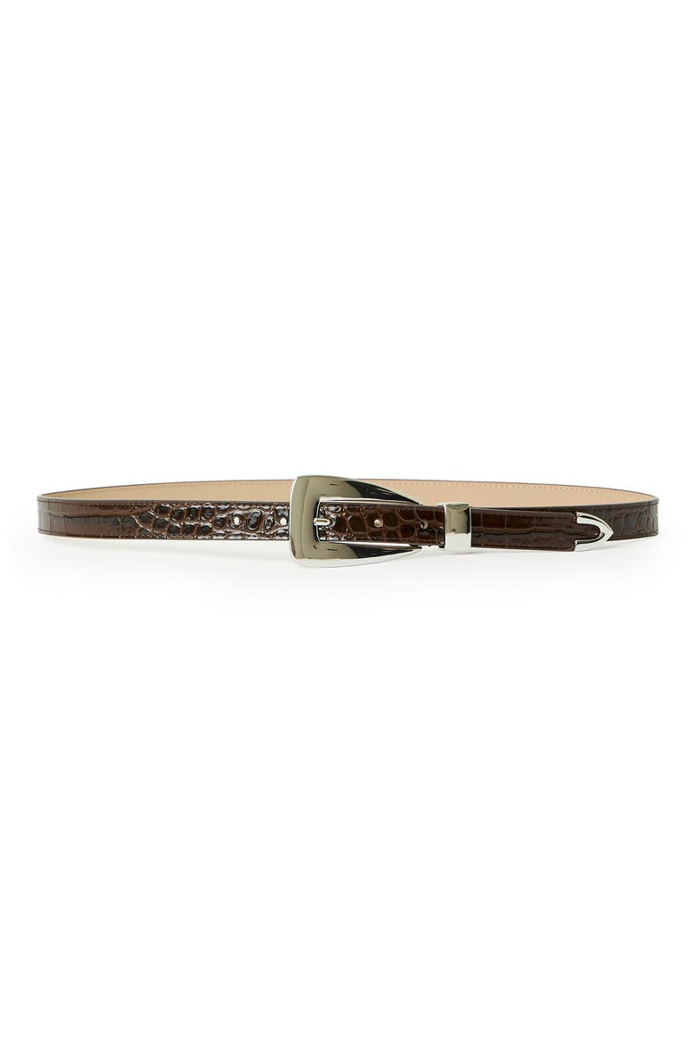 Briar Croco-Embossed Leather Belt, Main, color, CHOCOLATE SILVER