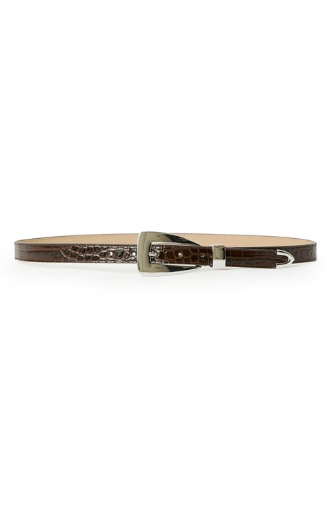 Briar Croco-Embossed Leather Belt