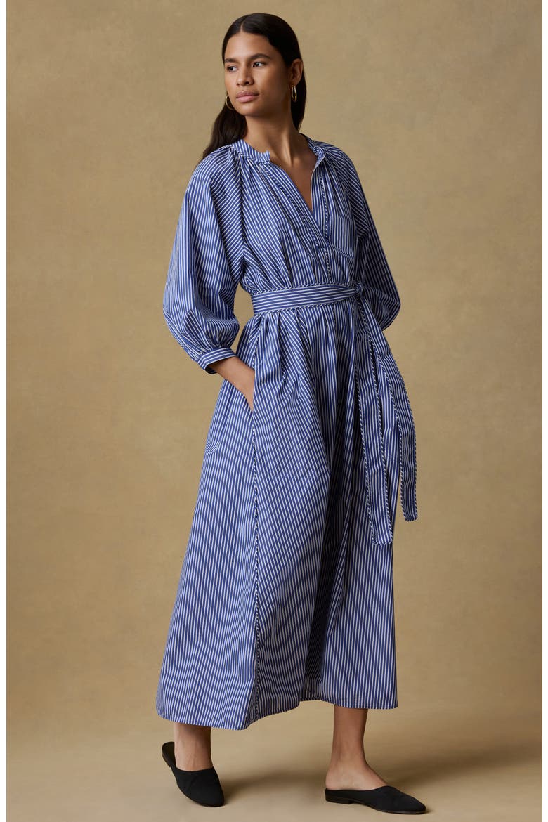 Kaia Coastal Tie Waist Poplin Maxi Dress, Alternate, color, ENDLESS COAST STRIPE