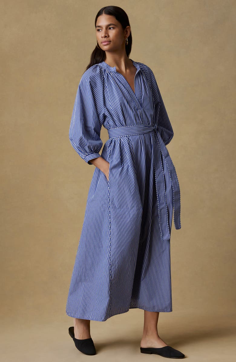 Faherty Kaia Coastal Tie Waist Poplin Maxi Dress, Alternate, color, 