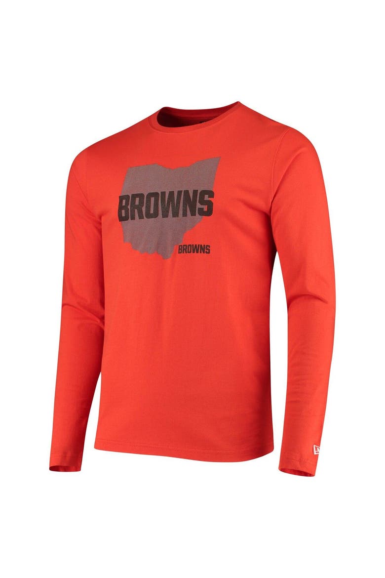Men's New Era Orange Cleveland Browns State Long Sleeve T-Shirt, Alternate, color, Orange