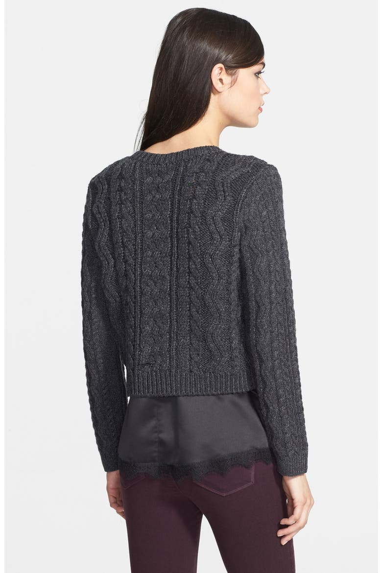 Cabled Crop Sweater, Alternate, color, DARK CHARCOAL